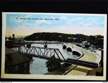 ►  Bridge from Linden Ave  Zanesville     Ohio.   1920s