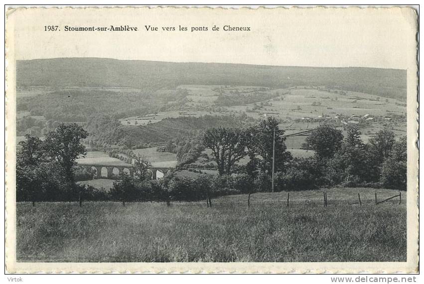 Stoumont-sur-amblève :  1987  ..  vue vers les ponts de Cheneux    ( ecrit avec timbre )