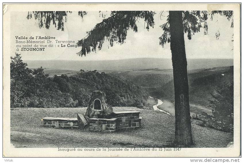 Stoumont-sur-amblève :  Banc mémorial Dr. Terwagne  ( ecrit avec timbre )