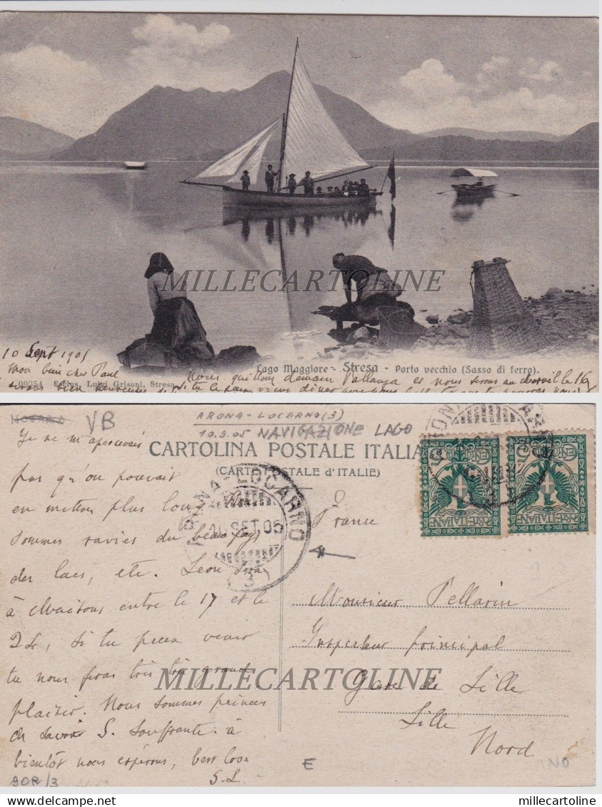 STRESA: Porto Vecchio (Sasso di Ferro)  1905 timbro navigazione lago