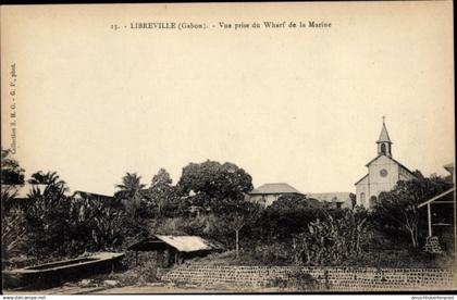 CPA Libreville Gabun, Vue prise du Wharf de la Marine