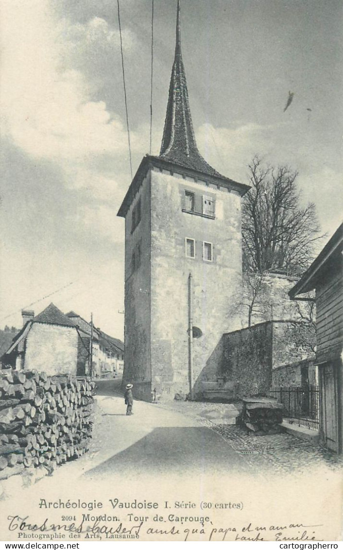 Suisse archeologie vaudoise Moudon tour de Carrouge correspondence 1903 Albert Piguet Syens - Le Sentier