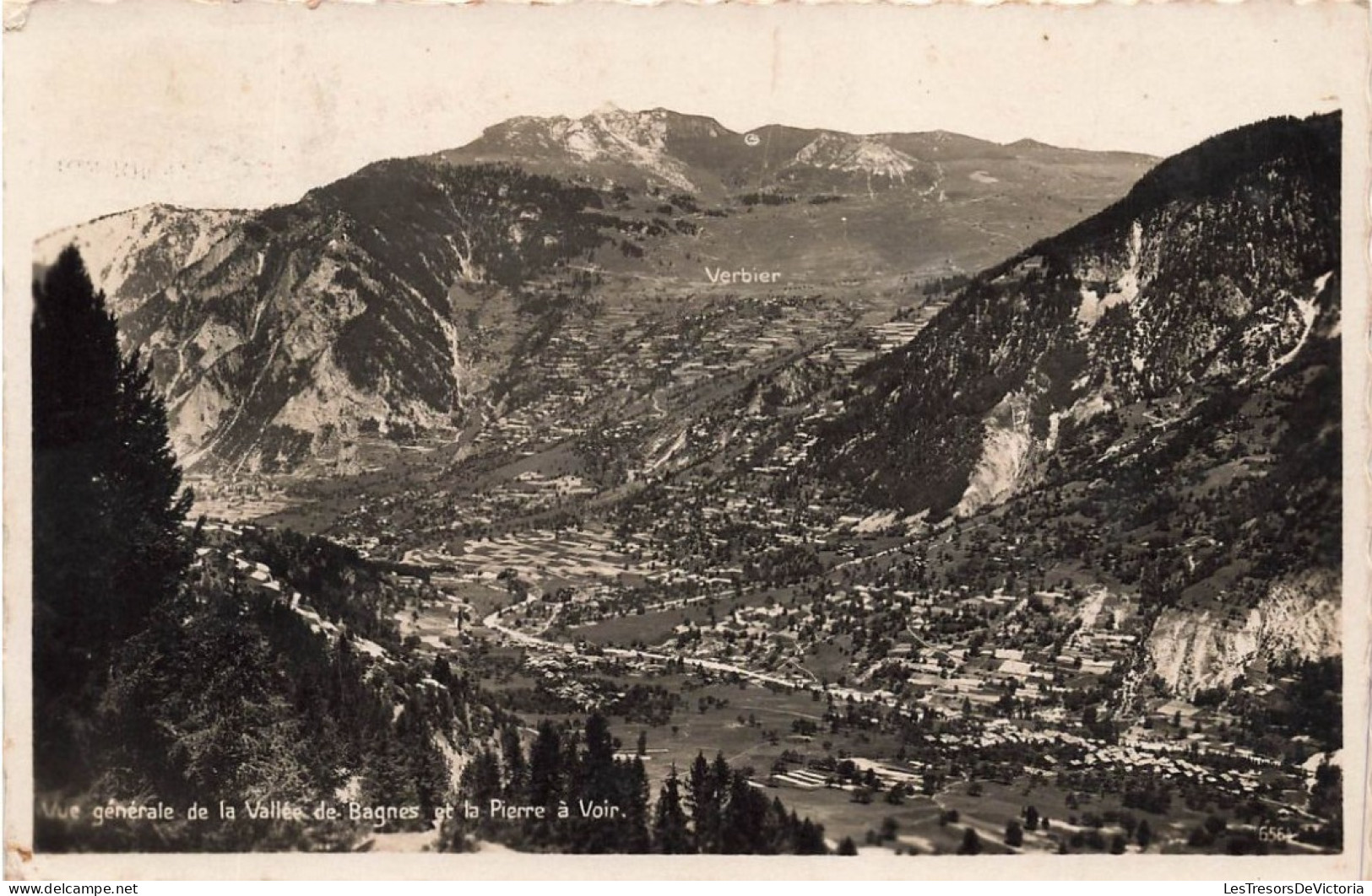 SUISSE - Bagnes - Vue générale de la Vallée de Bagnes et la Pierre à Voir - Carte Postale Ancienne