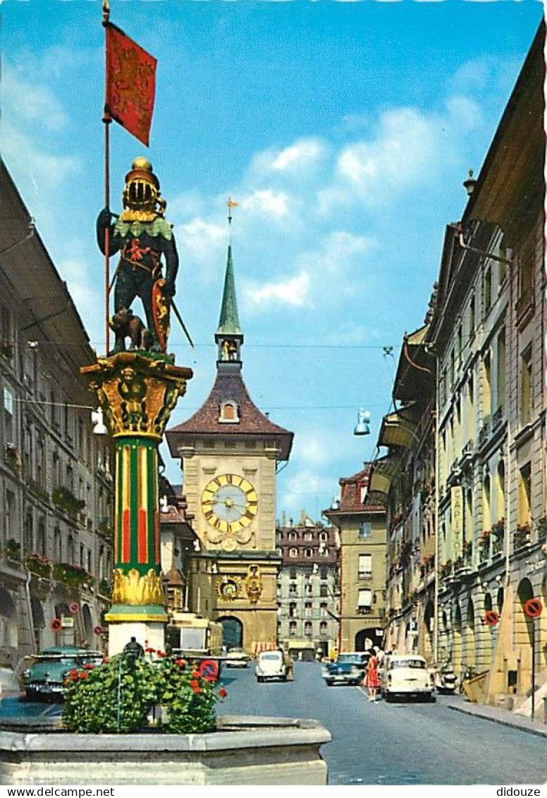 Suisse - BE Berne - Berne - La Fontaine de Zahringen et la Tour de l'Horloge - Automobiles - CPM - Carte Neuve - Voir Sc