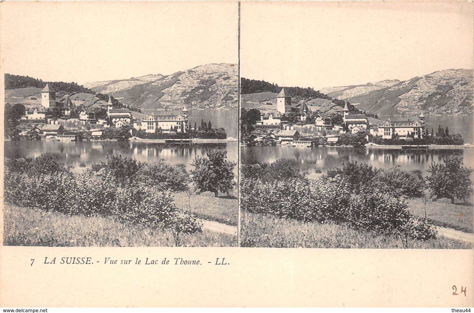 ¤¤  -  SUISSE   -  Carte-Stéréo   -  Vue sur le Lac de THOUNE  -  ¤¤