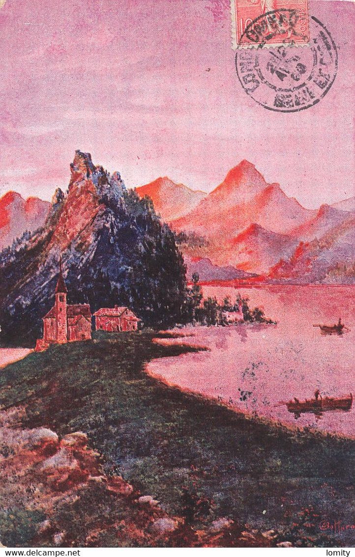 Suisse cpa le lac des quatre cantons crépuscule illustration