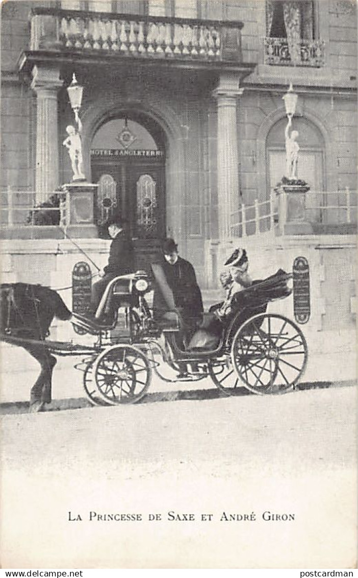 Suisse - GENÈVE - La Princesse de Saxe et André Giron devant l'Hôtel d'Angleterre - Ed. inconnu