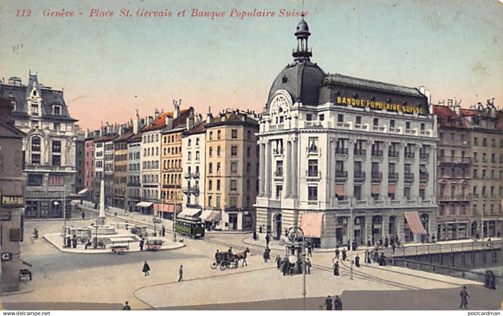 Suisse - Genève - Place St. Gervais - Banque Populaire Suisse - Calèche - Ed. Jaeger 112