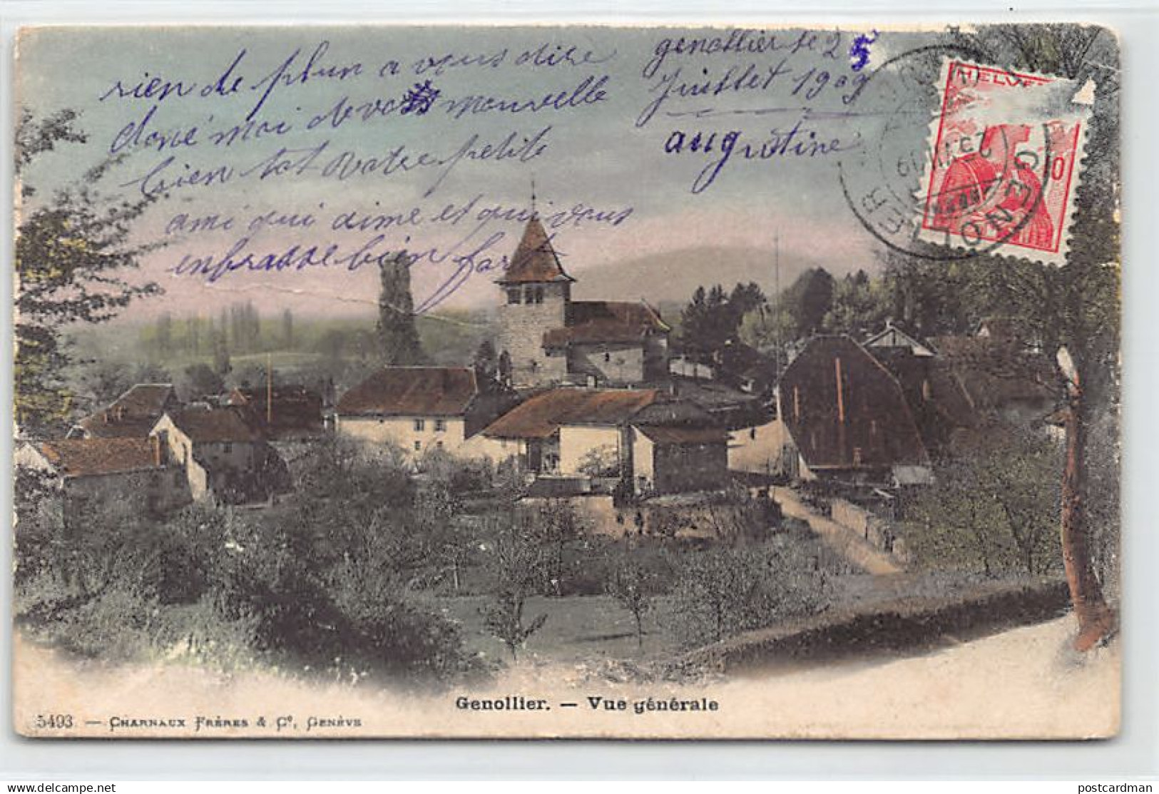 Suisse - GENOLIER (VD) Vue générale - VOIR LES SCANS POUR L'ÉTAT - Ed. Charnaux 5493