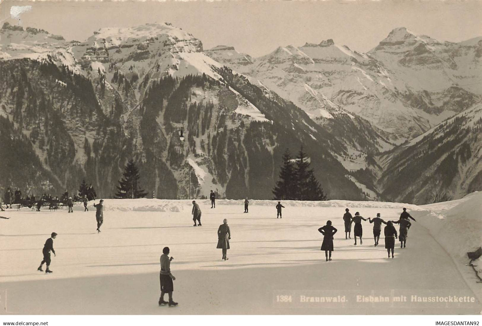 SUISSE GLARIS #28868 BRAUNWALD EISBAHN MIT HAUSSTOCKKETTE