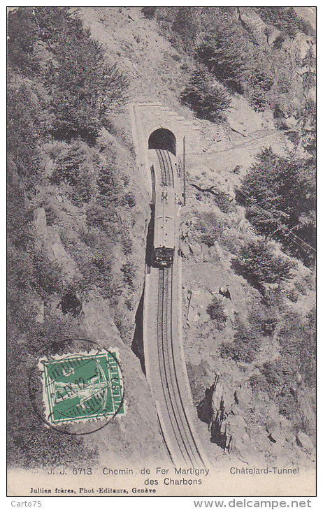 Suisse - Martigny - Chemins de Fer Suisse - Châtelard Tunnel des Charbons - Cachets 1912 Damvant