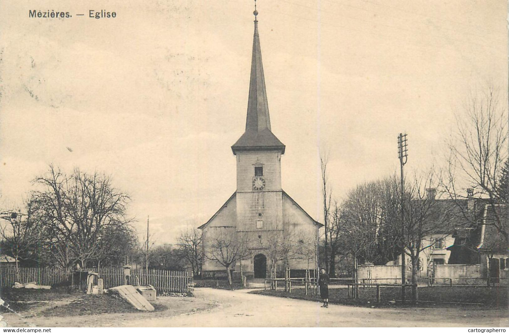 Suisse Mézières eglise 1908 correspondence Albert Piguet Territet