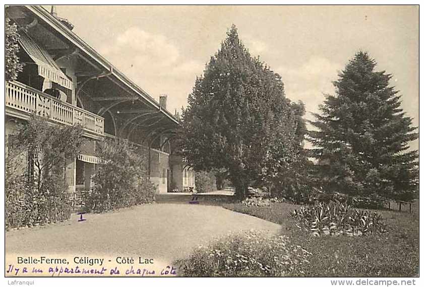 suisse - ref C287- belle ferme -celigny - cote lac  - carte bon etat  -