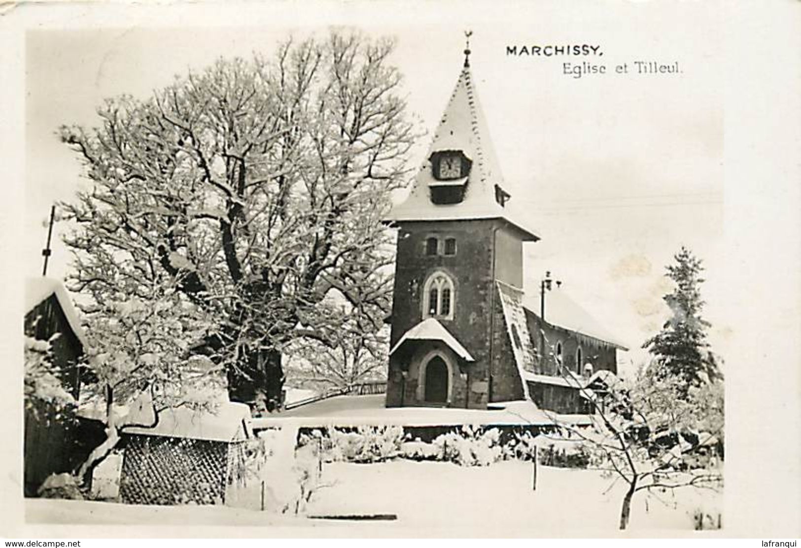 - suisse -ref D90- marchissy - l eglise et le tilleul sous la neige  - carte bon etat -