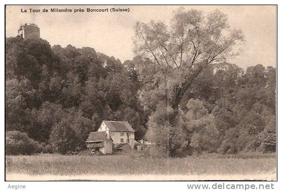 SUISSE -ref no 642- ju jura - la tour de milandre pres boncourt -etat -leger pli cote bas droit -voir scan