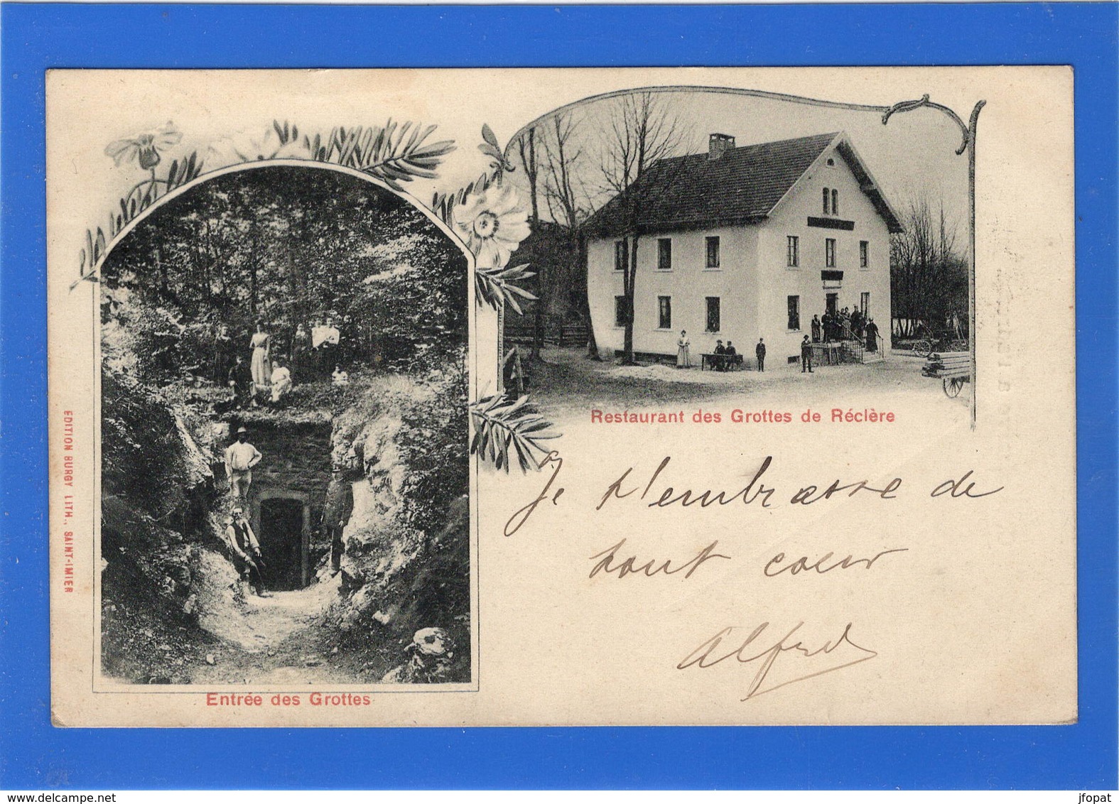 SUISSE - Restaurant des Grottes de Récière (proche de Damvant), pionnière (voir descriptif)