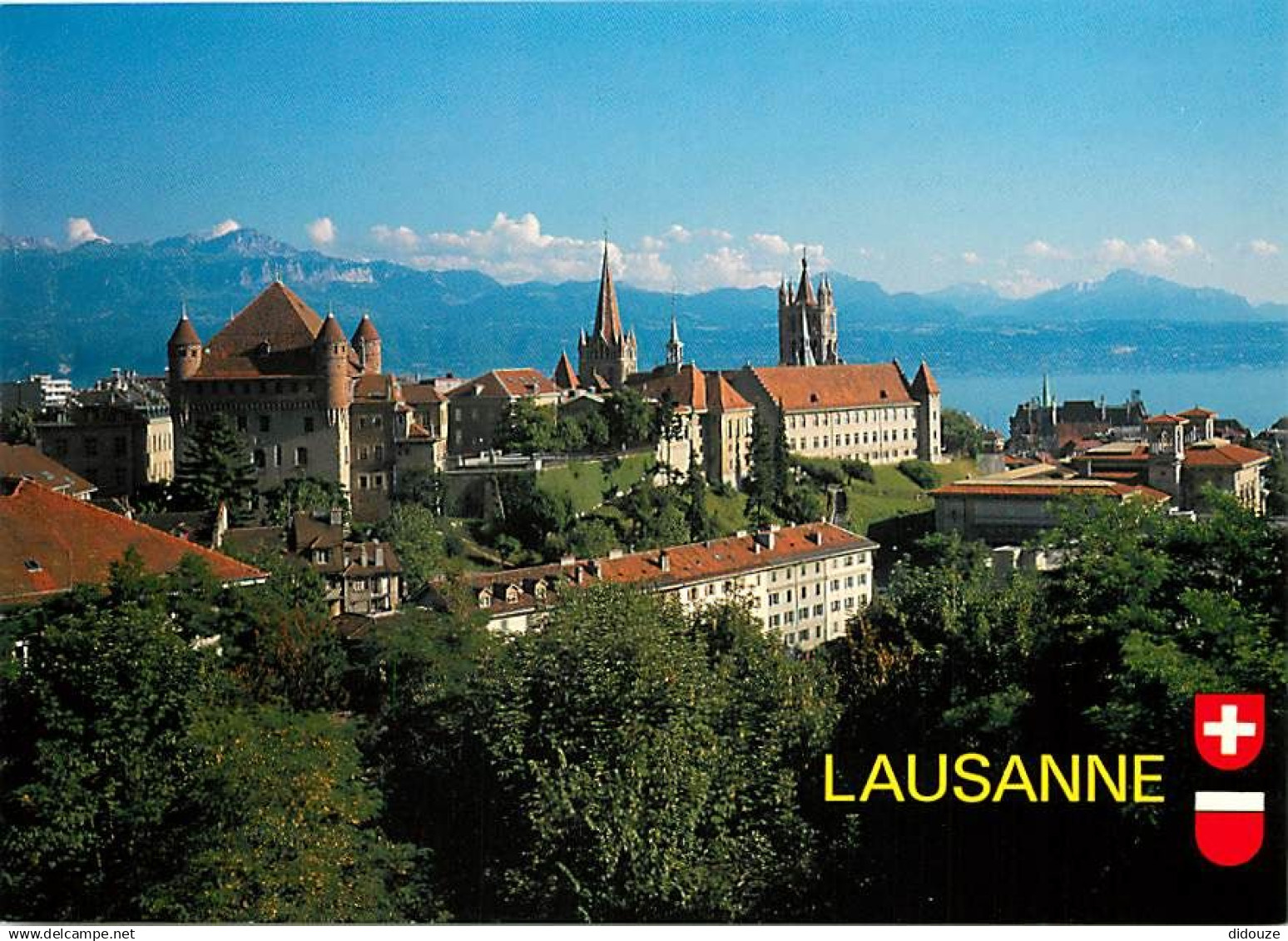 Suisse - VD Vaud - Lausanne - Le Château, la Cathédrale et le Lac Léman - Blasons - CPM - Carte Neuve - Voir Scans Recto