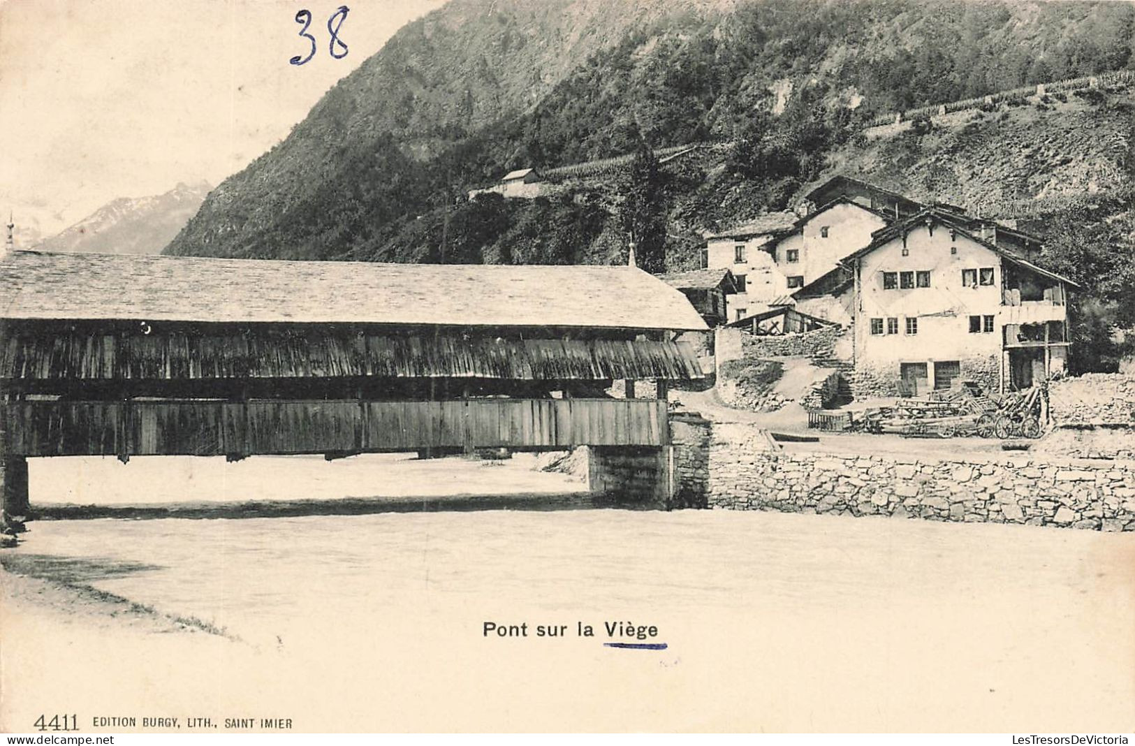 SUISSE - Viège - Vue du pont sur la Viège - Carte postale ancienne