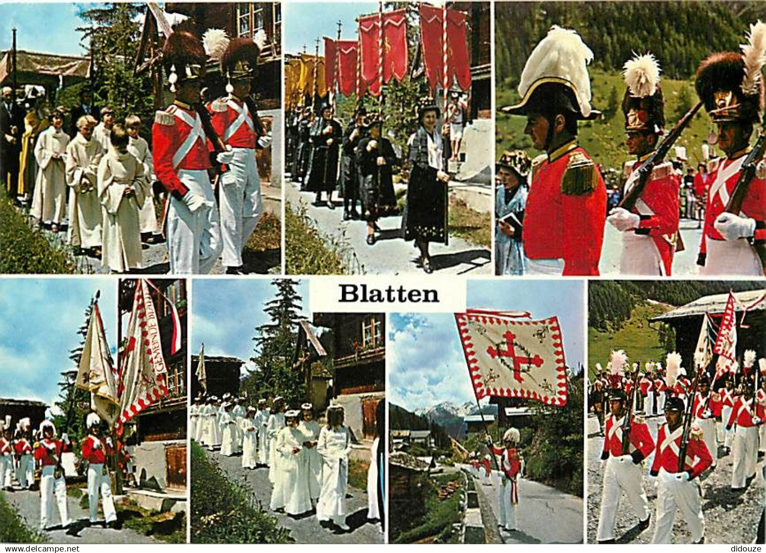 Suisse - VS Valais - Blatten - Multivues - Segensonntag. Herrgottsgrenadiere - Commémoration Militaire - CPM - Carte Neu