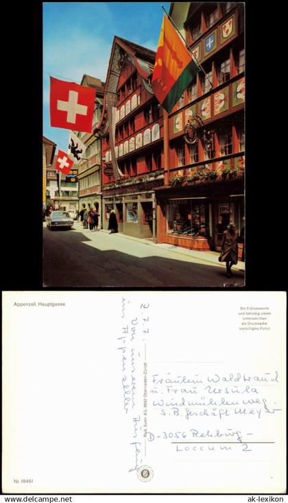 Ansichtskarte Appenzell (CH) Strassen Ansicht Hauptgasse Geschäfte Auto 1970