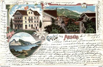 Gruss aus Aeschi - Litho