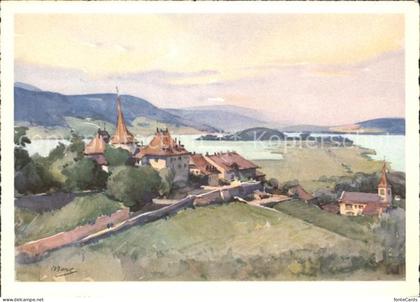 11691709 Erlach BE am Bielersee Aquarell Erlach Cerlier