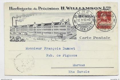 BUREN SUISSE HELVETIA CARTE PUB HORLOGERIE DE PRECISION H WILLIAMSON 1917