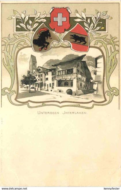 Interlaken Unterseen - Litho Prägekarte