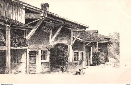 céligny - une ferme à CELIGNY , environs de genève - cpa illustrateur Ch KERN - suisse switzerland