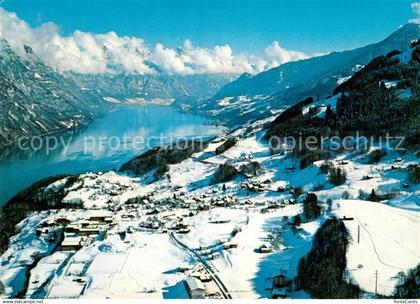 13055908 Filzbach Fliegeraufnahme mit Walensee Filzbach