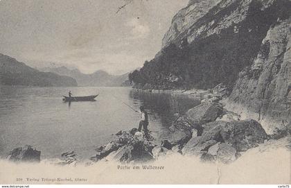 Suisse - Lac de Walenstadt - Partie am Walensee - 1907 - Pêche Barque