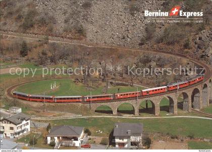 12195222 Rhaetische Bahn Bernina-Express Kehrviadukt Brusio Eisenbahn