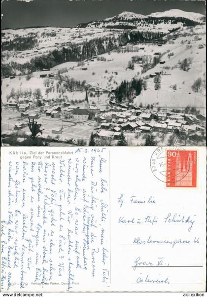 Ansichtskarte Klosters-Serneus Parsenn-Küblis Abfahrt 1959