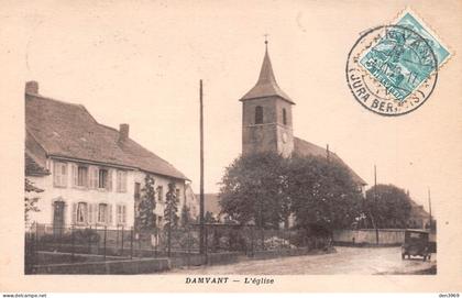 Suisse - JU - DAMVANT - L'église - Voyagé 1939 (voir les 2 scans)