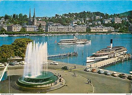 Suisse - LU Lucerne - Luzern - Wagenbachbrunnen - Automobiles - Bateaux - CPM - Carte Neuve - Voir Scans Recto-Verso