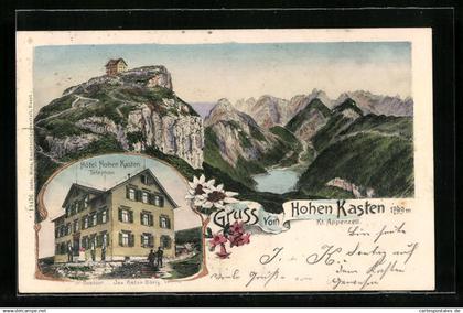 Lithographie Altstätten, Hotel Hoher Kasten, Panorama