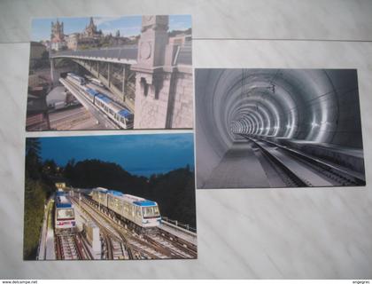 Lot de 3 cartes, Tunnel de base du Lötschberg, et 2 Métro m² Lausanne Ouchy-Epalinges