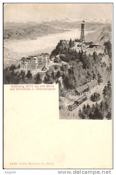 SUISSE -ref no 480- uetliberg -mit blick auf zurichsee--- - petit plan ligne de chemin de fer avec train  - bon etat