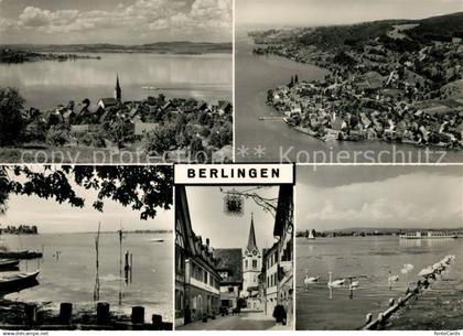 13239362 Berlingen Untersee Panorama Strandpartie Schwaene Ortskern Kirche Flieg