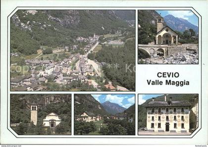 11875194 Cevio Valle Maggia Totalansicht Kirche Bemaltes Haus Cevio