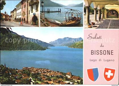 11889419 Bissone Lago di Lugano Dorfpartie Fischerboot Arkaden Bissone
