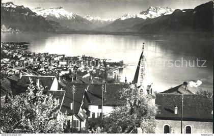 11651799 Chardonne Vue generale Lac Leman et Dents du Midi Chardonne