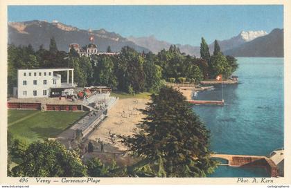 Vevey et Dents du Midi Photo A. Kern Corseaux plage