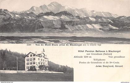 Suisse - Mauborget (VD) Vu du Mont-Blanc - Hôtel Pension Bellevue - Ed. E. R. N. 2210