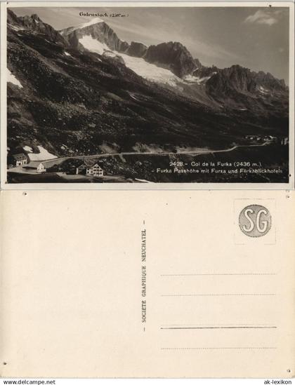 Ansichtskarte Oberwald-Obergoms Furka Hotel, Galenstock 1929