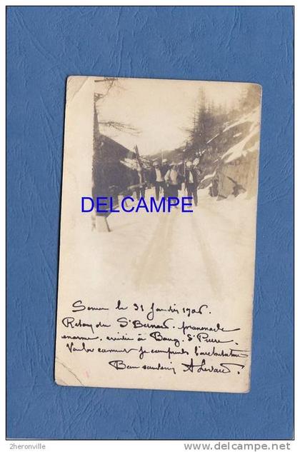 CPA photo - Arrivée à BOURG SAINT PIERRE - Retour du Saint Bernard - 1906