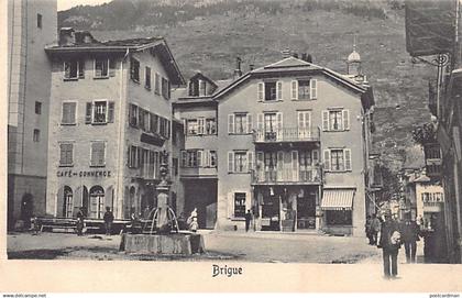 Suisse - Brigue-Glis (VS) Centre Ville - Fontaine Chavez - Cafe Commerce - Ed. H. Guggenheim 9637
