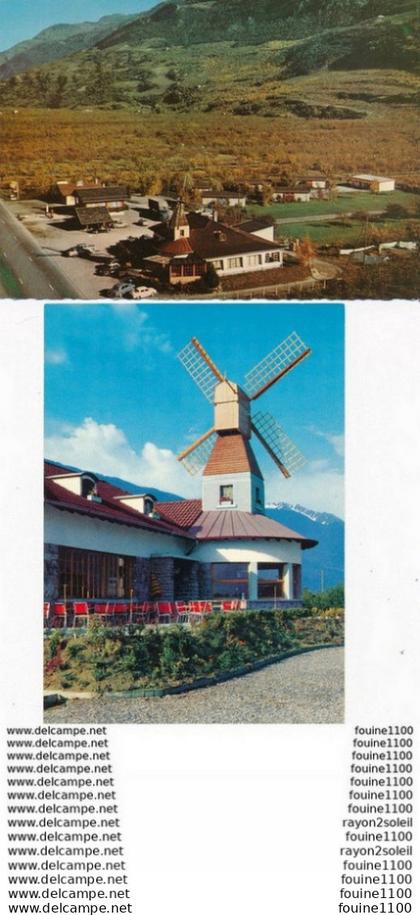 lot de 2 cartes du restaurant mon moulin charrat  valais ( format 15 x 10,5 cm  ) ( recto verso )