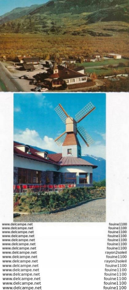 lot de 2 cartes du restaurant mon moulin charrat  valais ( format 15 x 10,5 cm  ) ( recto verso )