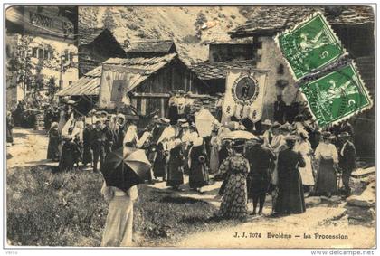 Carte Postale Ancienne de SUISSE-EVOLENE-La Procession